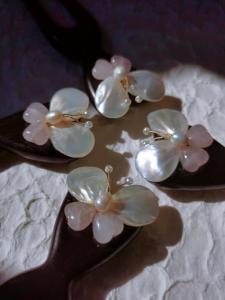 Black Ebony Wood Hairpin Pearl White Butterfly Shell U-Shaped Hairpin New Chinese Style National Fashion Hair Accessories