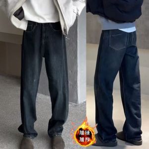 กางเกงยีนส์ทรงตรงผู้ชายฤดูหนาวใหม่ ทรงเข้ารูป กางเกงขายาวทรงตรง ทรงเข้ารูป ทรงเข้ารูป สไตล์ย้อนยุค สวมใส่สบาย