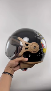 Helm Bogo Retro Anak Motif Karakter Kartun Lucu Dengan Kaca Pilot Kekinian SNI