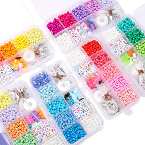 870Pcs/Box Mixed Colorful Czech Glass Beads Acrylic Beads Kit Set For Jewelry Making DIY Charm Bracelet Keychain Phone Chain Crafts Accessories