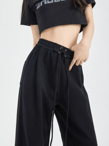 Black High Waist Wide Leg Sweatpants Womens Spring Autumn Summer Loose Casual American Style Trousers for Young Women