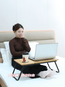 Warm White Foldable Bed Table Anti Slip Mini Laptop Table Portable Study Table Adjustable Meja Lipat Meja Laptop Mudah Alih