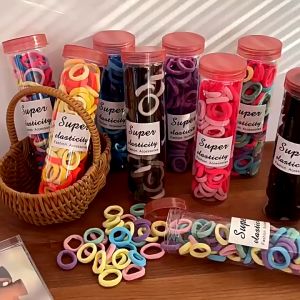 Ikat Rambut Wanita Anak Set 100pcs Box Karet Elastis Polos Warna Warni Import Fashion Korea Wanita