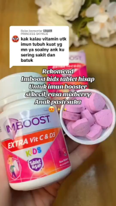 1 FLSH VITAMIN ANAK TABLET HISAP IMBOOST KIDS MULTIVITAMIN EXTRA VIT C & D3 SUPLEMEN DAYA TAHAN TUBUH ANAK / CURCUMA PLUS GROW / FITKOM CALCIGROW VITAMIN TINGGI BADAN / FITKOM HI-C 21 TABLET