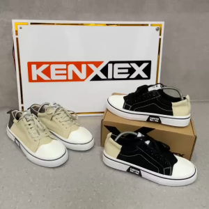KENXIEX Sepatu Sneakers Casual Black White Natural Pria  Shoes 122482