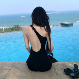 Backless Split Tight Fit Wrap around Summer Holiday Beach Style Womens Dress High Waist Cotton Blend mid Stretch Midi Dress