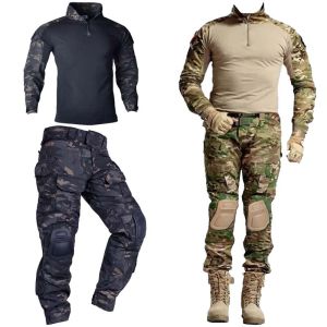 Tactical Shirts Camouflage Military Multicam Combat Shirt Workwear Cargo Pants Men Soldier Sniper Hunting Clothes Wear-resisting