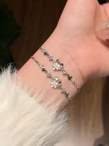 Bestella💗Gaya Dingin Gelang Perak Mewah Ringan Gelang Wanita Gelang Gelang Gelang yang Dapat Disesuaikan