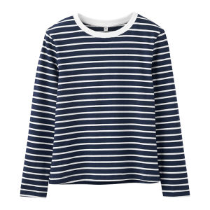 Womens Slim Fit Long Sleeve T-Shirt Pure Cotton Thickened round Neck Base Shirt Classic Striped Inner Wear Spring Autumn Top