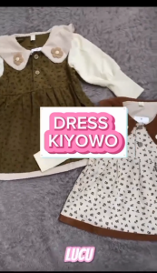 6 Bulan - 4 Tahun Gaun Anak Perempuan Korea Import Style dengan Kerah Daun yang Lembut Aksen Bunga yang Romantis Bahan Corduroy yang Kenyal dan Desain yang Elegan serta Modis USIA 6 BULAN - 4 TAHUN