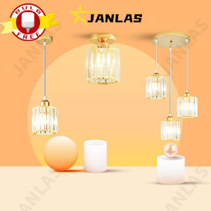 【Free Bulb】Nordic Transparent Crystal Ceiling Light Chandelier Modern Hanging Lgiht Pendant Light For Dining Table JANLAS