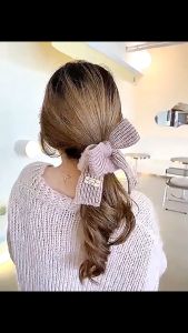 F4 Ikat Rambut Pita Rajut Wol Solid Bowel Hair Rings Knitted Wool Bow Hair Tie Scrunchie IBPK001