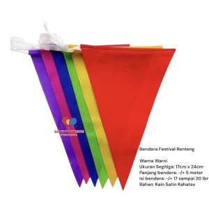 Bendera Warna Warni Renteng/ Bendera Segitiga panjang 5 meter/ Bendera Juntai