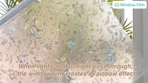 (120cm*400cm) 10 Design GS Window Privacy Film – Decorative 3D Stained Glass Sticker Anti-UV & Heat Control No Glue for Home Office