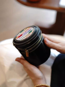 Retro Handmade Tanned Leather Jewelry Box Large Capacity Portable Genuine Leather Walnut Gaming Accessories Storage Bag