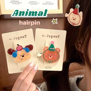 1/6 Pcs Acrylic Cute Pet Hair Clip Birthday Party Small Animal Hairclip Versatile Duckbill Clip Hair Accessories