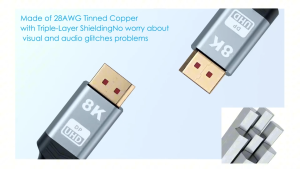 Displayport 1.4 Cable 8K60Hz 4K144Hz Nylon Braided DP Cable Support 32.4Gbps HDR HDCP 2.2