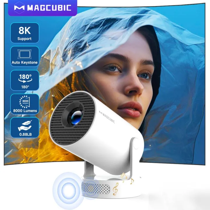Magcubic | Magcubic 8K HY300 Pro + Projector Built in 5W Speaker 1280*720P Android 14 8000 Lumens Wifi6 BT5.4 Outdoor Portable Projector