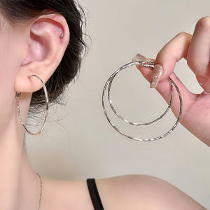 Exaggerated Large Silver Needle Hoops Womens Fashion Earrings Circle Designs Alloy Gold Plated Jewelry Ear Cuffs