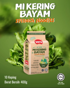 NEW Vits Air Dried Spinach Noodles / Mi Kering Bayam 400g (10 Cakes)