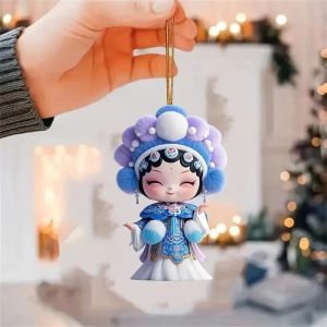 Chinese Opera Style Acrylic Character Pendant Keychain