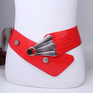 Fashionable Wide Waist Belt for Women with round Buckle Elastic Band Leather Decorative Belt Elegant Style Suitable for All Ages