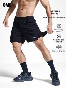 omg | Quần Short Chạy Bộ Nam Chất Liệu Nylon Co Dãn Chuyên Nghiệp