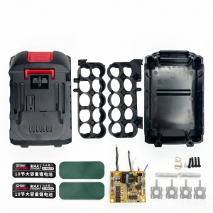 18V/21V Type-C Interface Power Tool Battery Box (with Bms Protection Board) 21V Box-Type Wireless Grinder Cutting Equipment 18650 Battery Holder and Lithium-Ion Battery
