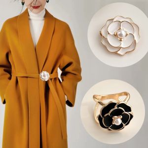 Aibins Ladies Fashion Belt Ribbon Fastening Buckle Alloy Flower Shape Hijab Scarf Ring Pearl Clip Buckle PJK1076