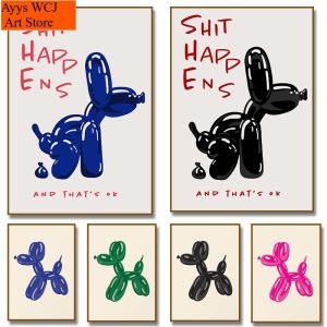 1pc frameless Canvas Painting Funny Tet Abstract Colorful Balloon Dog Canvas Painting Posters Modern Pop Wall Art Print Pictures
