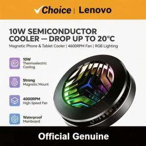 Lenovo | Lenovo Legion Magnetic Cooler 20C Drop 10W Semiconductor RGB Fan 4600RPM Quiet USB Type-C Magsafe for Gaming Phone Tablet Cooler