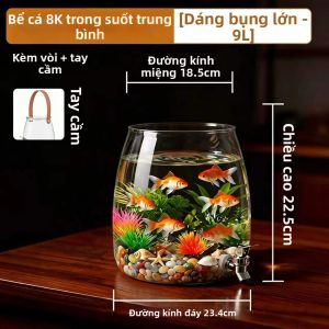 DENGJIE | Bể Cá Gia Đình Kính Tròn Có Vòi