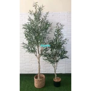 Pohon Artificial Tanaman Hias Zaitun Olive X3 T140 & T180 Latex Cover Eceng Gondok L Dekorasi Cafe Asthetic