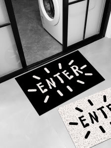 Thảm Lót Phòng Tắm Chống Trượt PVC Phong Cách Bắc Âu Đen Trắng Thảm Lót Cửa Nhà Thiết Kế Hình Chữ Nhật Durable