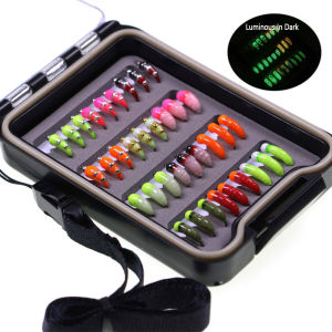 36PCS Flies Kit #12 Fast Sinking Brass Bead Head Epoxy Scud Bug Worm Nymph Fly Ice Fishing Lures Trout Grayling Fishing Lure