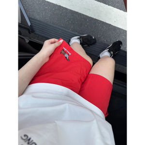 Quần Short Thêu Lụa Băng Màu Hồng Dopaamine Cho Nam Mùa Hè Mỏng Nhanh Khô Nhanh Quần Đi Biển Năm Điểm Quần Dài Thường Ngày