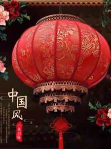 Large Red Lantern 2025 New Outdoor Balcony Waterproof Porch Rotating Walking Lamp Festival Decorations Lighting PVC Material