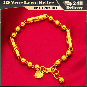 Vintage Mens Necklace Gold Plated Copper Solid Hexagonal Buddha Bamboo bead Chain Hip-Hop Exquisite Jewelry Birthday Gift