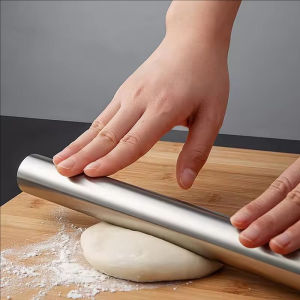 YESPERY Stainless Steel Rolling Pin Baking Bread Pastry Roller Non-stick Baking Tool Cooking Pizza Cookie Straight Rolling Pin Kitchen Utensils