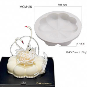 French Style Swan Mousse Cake Mold 7 Inch Silicone Baking Tools for Pastry Making Wave Pattern round Shape Kitchen Utensils