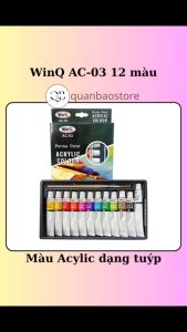 Bộ màu Acylic dạng tuýp 12 màu WinQ AC-03 có kèm cọ 12ml màu trắng 15ml.