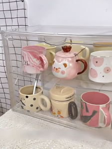 Acrylic Cup 3-layer Dust-Proof Display Cabinet Dessert Bread Storage Rack Stackable Transparent