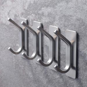 4pcs Towel Hooks Self Adhesive Bathroom Hooks 304 Stainless Steel Bathrobe Hooks  Storage Hanger Strong Adhesion Stick Wall Hook
