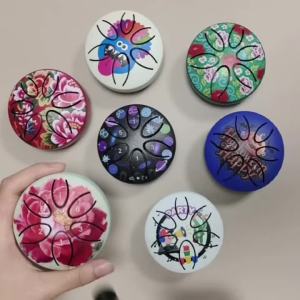 Dozzly Mini Handpan Drum 3 Inch 6 Notes Steel Tongue Chakra Drum Colorful Patterns for Yoga Musical Gift