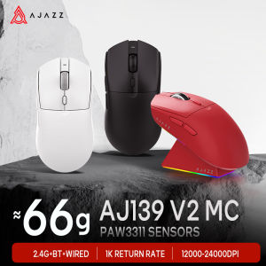 AJAZZ AJ139 V2 MC PAW3311 Wireless Gaming Mouse with RGB Magnetic Charging Base 24000DPI Bluetooth/Wired MicePC Gamer