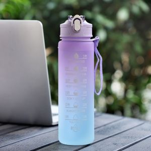 WRELS | Cốc Nước Màu Gradient Cầu Vồng Bình Thể Thao 601ml-700ml Chống Rò Rỉ Chịu Nhiệt Cốc Nhựa Có Ống Hút Di Động Dùng Cho Ngoài Trời