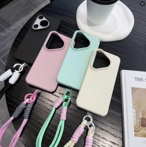 Leather Case For iPhone 16 Pro Max XR X XS Max iPhone 11 12 13 14 15 Pro Max 12 Pro 13 Pro Max 11 Pro Max 15 Pro Max Phone Case With Lanyard Macaron Candy Color Case Skin-Feel Simple Lychee Skin Pattern Case Shockproof TPU Protective Cover