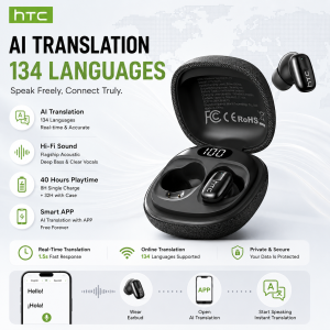 HTC NE75 AI Translator Earbuds 135 Language Long Battery Bluetooth Earphones Portable Soft Wireless Headphone Suitable Daily