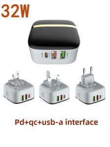 Original LDNIO Mobile Phone Charger USB-C/3.1 Type-C PD Fast Charging Head Tablet QC3.0 Flash Charging Head USB Charging Head Hong Kong Style Three Foot Plug American Standard Two Foot 65W