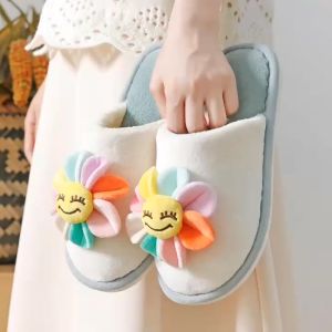 Dép bông hoa 7 màu đi trong nhà dép nhung hoa mặt trời đế cao su chống trượt dép hoa mặt trời 7 màu siêu đẹp dép bông nhung cao cấp